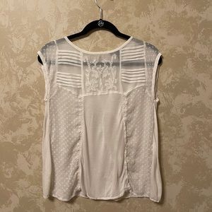 Mango sleeveless white lace top